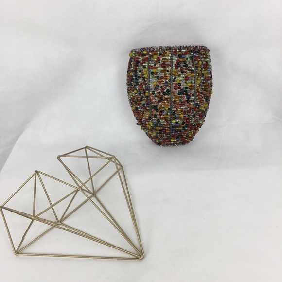 Multi-Colored Beaded Wall Sconce Candle Holder - Picture 4 of 7